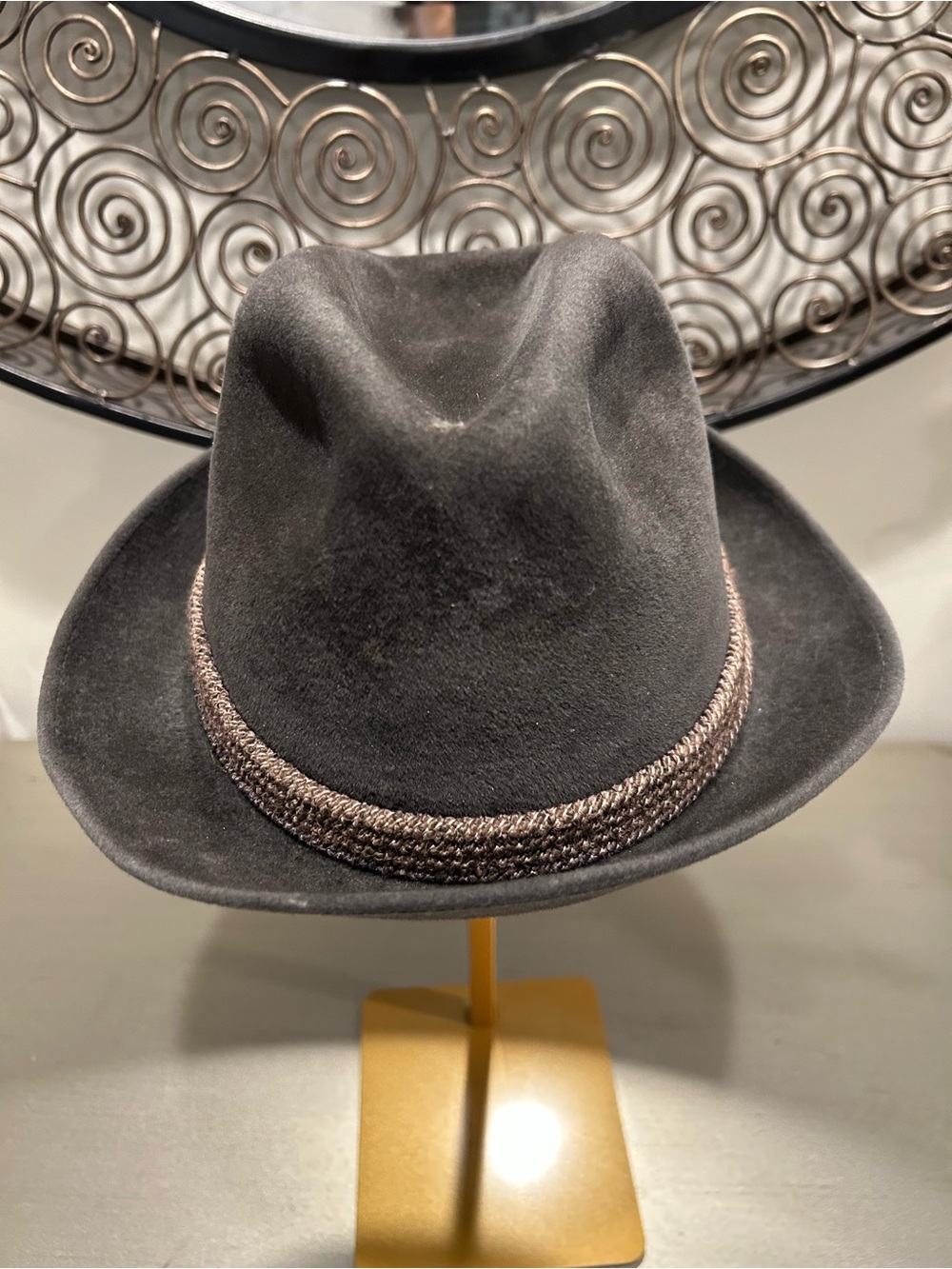 Vintage P&C Habig Wien Austria Black Felt Fedora Alpine Hat Braided Band